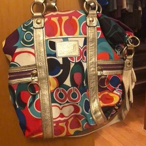 Colorful Coach purse. Hand and solder straps.
